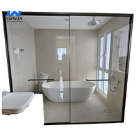 Porte de douche coulissante en verre trempé sans cadre, design moderne, écologique, avec poignée en acier inoxydable, pour hôtels et salles de bain