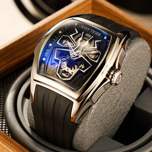 REEF TIGER <span class=keywords><strong>Montre</strong></span> Mécanique Panthère Noire pour Homme Super Lumineuse Automatique Remontage Automatique en Caoutchouc Montres de Sport RGA3061-LEO - Product Image 2