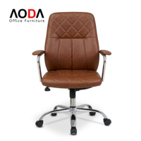 Échantillon Gratuit Émirats Arabes Unis - Chaise de Bureau en Cuir la Plus Populaire avec Base Métallique, Capacité 120kg, Chaise de Direction, Mobilier de Bureau, Kursi Kantor