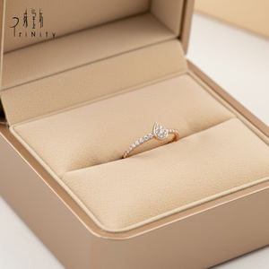 Anillo Delgado en Forma de Lágrima, Estilo Vintage, Muy Popular, Joyería de Oro Rosa Sólido de 18K con Diamantes Naturales, Anillo para Uso Diario - Product Image 2