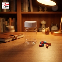 Flacon en PET transparent de 80 g avec bouchon résistant aux enfants, pot en plastique pour compléments alimentaires, couvercle de sécurité CR pour l'emballage de médicaments, pilules et vitamines