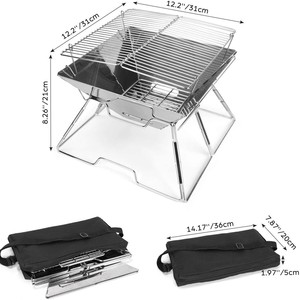 Stainless Steel Folding BBQ Grill Charcoal Fire Pit <b>Camping</b> Outdoor Grill With Carry Case - Product Image 5