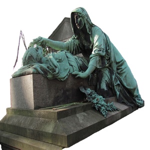 Ornement extérieur, sculpture funéraire en bronze avec patine verte, statue pour cimetières - Product Image 4