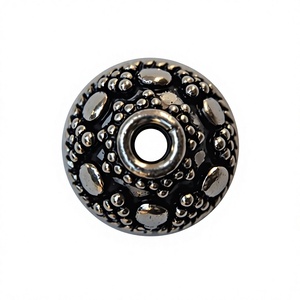 Perle Métallique Ronde Plaquée Argent 925 avec Motif en Spirale pour la Fabrication de Bracelets - Product Image 1