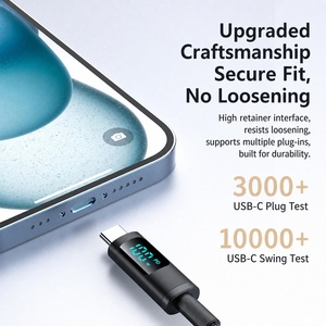 100W Fast Charging Type-C Data <b>Cable</b> Braided Jacket Smart Digital Display USB 3.2 Shielded Charging Cord <b>for</b> Laptop - Product Image 4