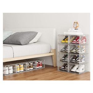 จอร์แดนกล่องเก็บรองเท้าอะคริลิกใสสี่เหลี่ยมพร้อมที่จับพลาสติกฉีดพับได้และดีไซน์ประหยัดพื้นที่ - Product Image 1