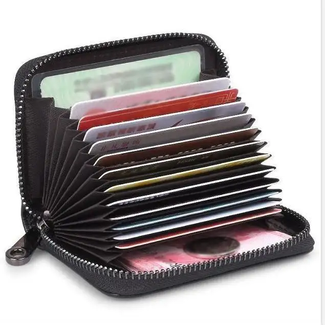 Tarjetero cartera sin RFID cartera tarjetero cepillo antirrobo bolso de tarjeta multiranura para mujer
