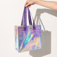Tas Tote PVC Laser Holografik Warna-warni Pelangi Hologram Ajaib Desain Fashion Tas Tangan Dapat Digunakan Kembali Kapasitas Besar