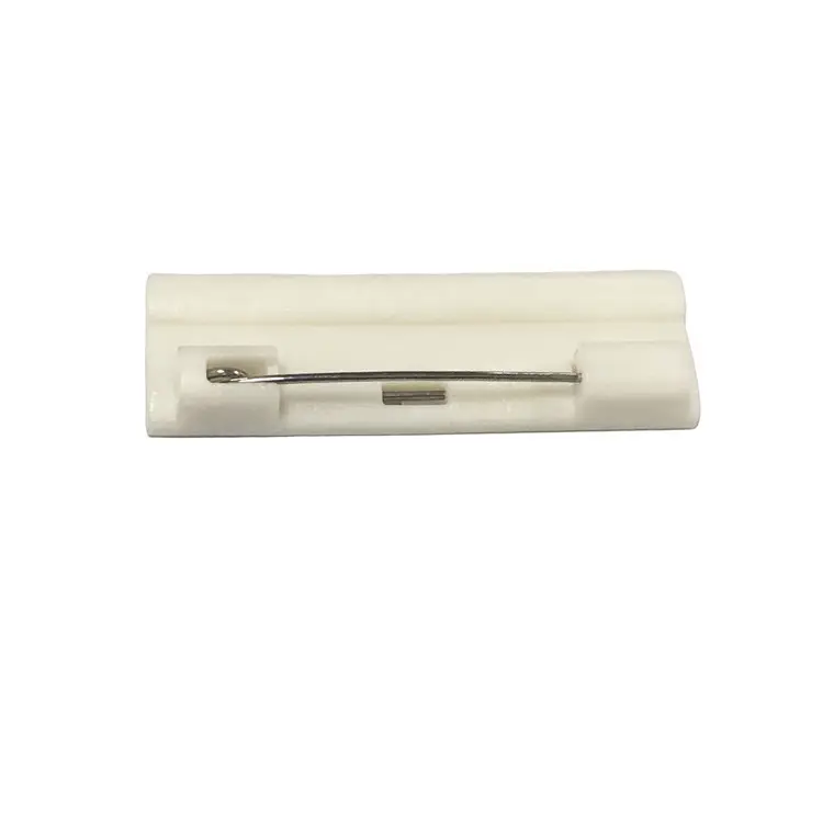 Pin pengaman plastik perekat putih 12.5*40mm untuk tag nama