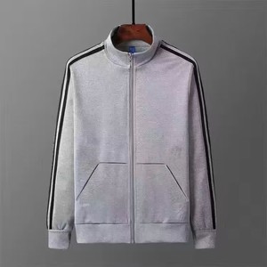 เสื้อแจ็คเก็ตแทร็คสีกรมท่าสำหรับผู้ชาย ทรงปกติ สีพื้น สไตล์สปอร์ต คอตั้ง ซิปยาวเต็มตัว - Product Image 5