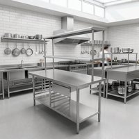 Table de travail en acier inoxydable économique pour cuisine commerciale OEM ODM, certifiée NSF, robuste, à 2 niveaux, avec revêtement ignifuge