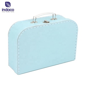 Wholesale Blue Paperboard Suitcase Shape Gifts <b>Boxes</b> Baby <b>Cardboard</b> Kids Suitcase with Handle - Product Image 3