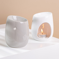 Lampe de table 2-en-1 en céramique en forme de cœur, nouveau modèle, mignon, pour brûleur de parfum, chauffe-cire et lanterne, vente en gros