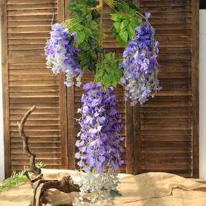 Decoración de boda para colgar en la pared, flor de glicinia púrpura Artificial, vid, flores colgantes de seda Artificial, árbol de glicinia Artificial - Product Image 3