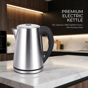Hervidor de Agua Inalámbrico de Acero Inoxidable de 2200W, Hervidor Rápido con Ventana, Capacidad de 1.8L para Uso Doméstico y Hotelero - Product Image 1