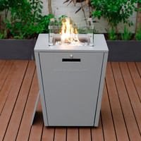 Table de foyer au gaz propane pour jardin et terrasse, foyer extérieur avec pare-vent en verre