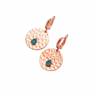 Hammered Design Turquoise Pear Shape <b>Dangle</b> <b>Earring</b> 925 Sterling Silver Turkish Wholesale Fine Jewelry - Product Image 2