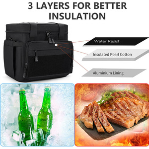Insulated Soft Cooler Large Collapsible Portable Camping Travel Cooler Bags Black Tactical Cooler - Product Image 5