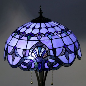 LongHuiJing for LED Floor Lamp 63Inch Tall Bright <b>Standing</b> Reading Light Multicolored Stained Glass Lampshade Lamps Home - Product Image 2