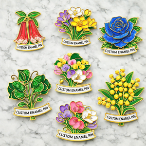メーカー卸売 カスタムデザイン 自分だけのバッジ 花型 高級コートブローチ エナメルラペルピン - Product Image 1