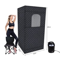 Kotak Sauna Inframerah Portabel dengan Steamer 3L 1200W, Kursi Lipat, Terapi Cahaya Merah 660nm + 850nm, untuk Detoksifikasi Spa di Rumah