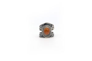 Bague en pierre ronde de pierre de soleil naturelle, faite à la main, en argent sterling 925 massif, bijou minimaliste, simple, classique, avec pierre précieuse naturelle - Product Image 2