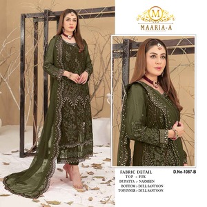 Costume pakistanais le plus vendu avec georgette de renard lourd avec séquence de broderie travail ennuyeux avec pierre - Product Image 2