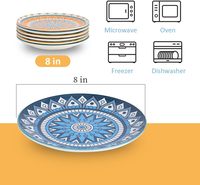 Vente en gros de plats de cuisine colorés de style nordique bohème, vaisselle en porcelaine bohème pour restaurant, ensemble de plats en céramique marocaine