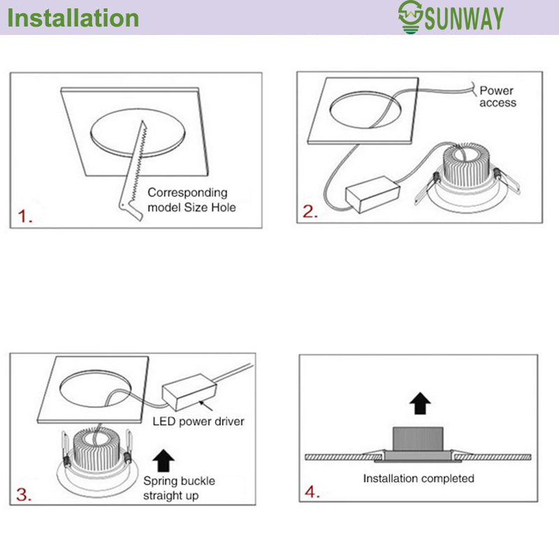 Good Quality 7W 10W 12W 15W 20W 30W Led Down Light Die-Casting Aluminum COB Led Downlight