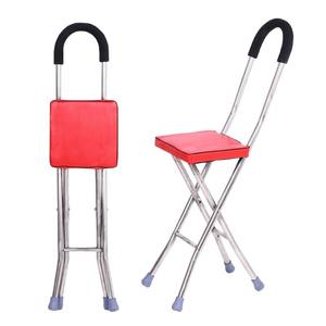 Silla de cuatro patas de acero inoxidable para ancianos, con función de bastón y taburete, plegable, venta al por mayor del fabricante - Product Image 5