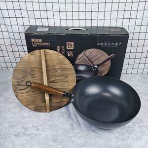 Zhangqiu Poêle en fer Non-enduit Non-lampblack Poêle en fonte antiadhésive forgée à la main Dragon Saveur <span class=keywords><strong>Wok</strong></span> Vente en gros - Product Image 3