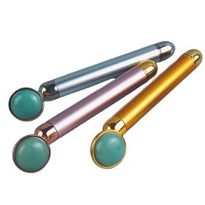 Rouleau pour le visage et les yeux, <span class=keywords><strong>masseur</strong></span> électrique <span class=keywords><strong>vibrant</strong></span>, vert, en Jade, Aventurine, petite tête - Product Image 3