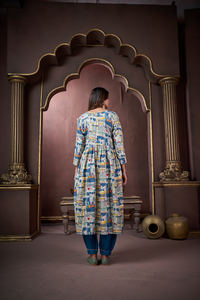Elegant Printed Anarkali <b>Kurti</b> with Dupatta in Multicolor Abstract Design Ethnic <b>kurti</b> to Wear for Women - Product Image 3