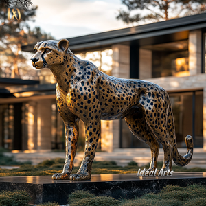 屋外ガーデン金属銅動物等身大ヒョウ像彫刻等身大ヒョウ像ブロンズ真鍮チーター像 - Product Image 2