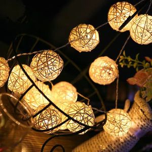 Guirlande lumineuse en rotin TSINYE, 1,5/3/5/6/10 m, alimentée par piles, blanc chaud, multicolore, décoration <span class=keywords><strong>de</strong></span> fête <span class=keywords><strong>de</strong></span> Noël - Product Image 4