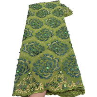 NI.AI Nigeria Tissus en voile de haute qualité, Tissu en coton avec dentelle suisse appliquée, Tissus en dentelle de coton africaine à motifs pour mariage
