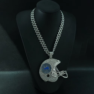<span class=keywords><strong>Collana</strong></span> con Ciondolo Grande a Forma di Casco da Football dei Detroit Lions in Lega, Personalizzabile con Catena - Regalo - Product Image 1