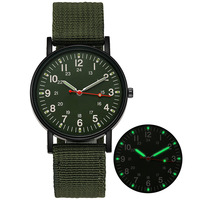Le plus récent pas cher logo personnalisé Design Textile vert marine Nylon tressé Bracelet 40mm Quartz Sport lumineux Montre pour hommes