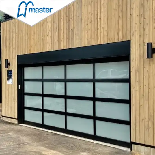 Master Well cinese top produttore porta da Garage in vetro trasparente porta da garage in vetro temperato in alluminio