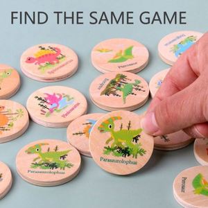 Jeu de mémoire en bois Dinosaures 24 cartes à associer pour l'apprentissage précoce des enfants garçons et filles - Product Image 3