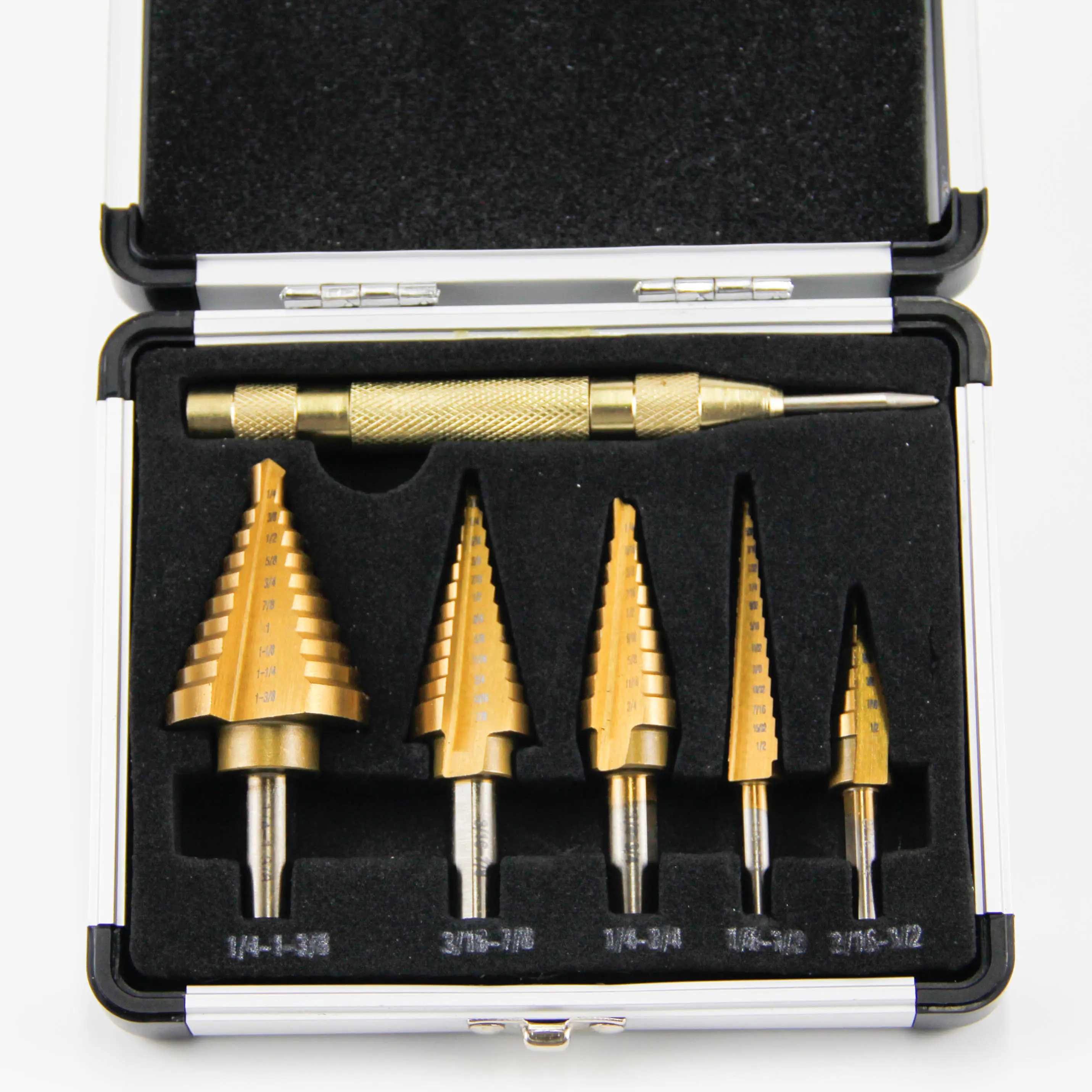 GOLDMOON stepped 5pcs hss cobalt step drill bit set m35 for metal