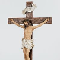 Statues religieuses personnalisées en résine : Jésus debout avec croix pour église, maison, prière, décoration catholique