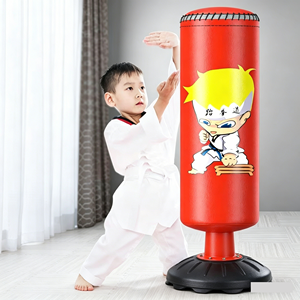 KDST Ensemble <span class=keywords><strong>de</strong></span> sacs <span class=keywords><strong>de</strong></span> <span class=keywords><strong>frappe</strong></span> verticaux autoportants en PU avec cadre en acier 13-15KG pour Enfants (Boxe et Taekwondo) – Utilisation à domicile, Gants inclus - Product Image 1