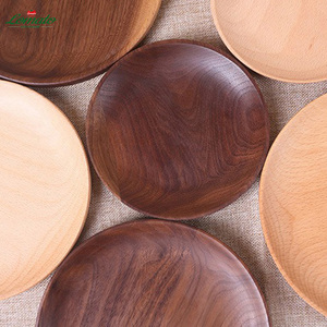 Serving trays Set Dessert Dishes Kitchen Tableware Walnut Beech Wood Salad Plate Set <b>Wooden</b> Salad <b>Bowls</b> - Product Image 2