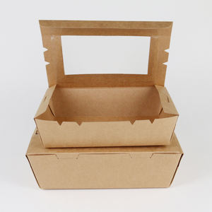 Carpetas de papel recubiertas biodegradables Contenedor de comida rápida para llevar con revestimiento de PE para Fideos y <span class=keywords><strong>ensaladas</strong></span> Envasado de alimentos - Product Image 1