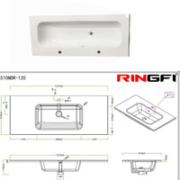 Lavabo double vasque à bord fin, de luxe, pour meuble de salle de bain, pour cabine publique, pour hôtel, coloré, artisanal