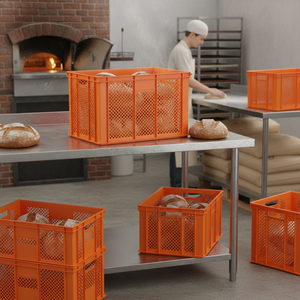 KE 610 <b>Plastic</b> Bread <b>Crate</b> Virgin HDPE Food Grade Safe Heavy Duty Stackable Recyclable Anti-Bacterial Foldable Shallow Storage - Product Image 3