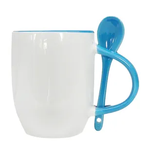 Tasse à couleur changeante de 11 oz avec cuillère tasse à cuillère à sublimation en céramique avec impression de logo personnalisé