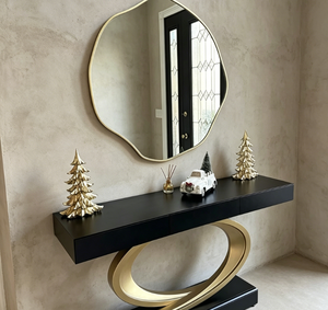 Irregular Wall Mirror Gold Frame Console Mirror Modern Decorative Vanity Mirror for Living Room Entryway Bedroom - Product Image 3