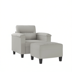 Gray Sofa Chair with <b>Footstool</b> Living Room Contemporary Leisure Chair Fabric <b>Upholstered</b> Modern Design - Product Image 1